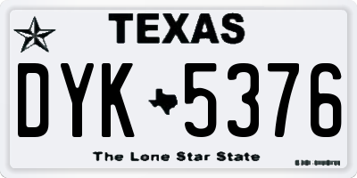 TX license plate DYK5376