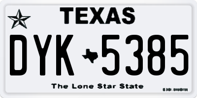 TX license plate DYK5385