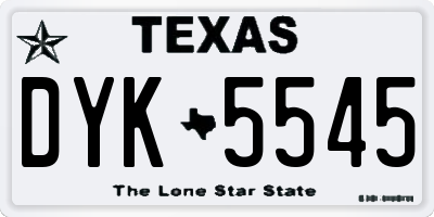 TX license plate DYK5545