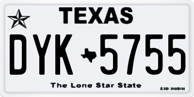 TX license plate DYK5755