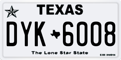 TX license plate DYK6008