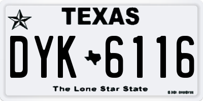TX license plate DYK6116