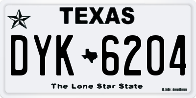TX license plate DYK6204