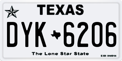TX license plate DYK6206
