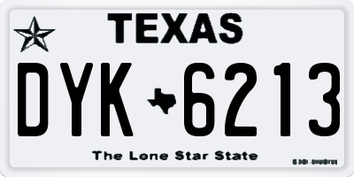 TX license plate DYK6213