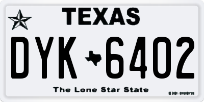 TX license plate DYK6402