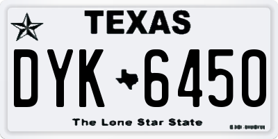 TX license plate DYK6450