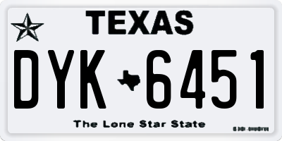 TX license plate DYK6451