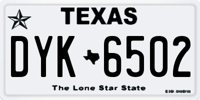 TX license plate DYK6502