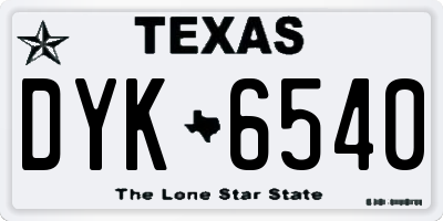 TX license plate DYK6540