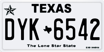 TX license plate DYK6542