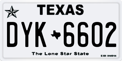 TX license plate DYK6602