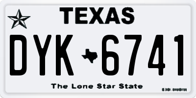TX license plate DYK6741