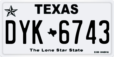 TX license plate DYK6743