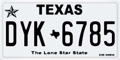 TX license plate DYK6785