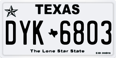 TX license plate DYK6803