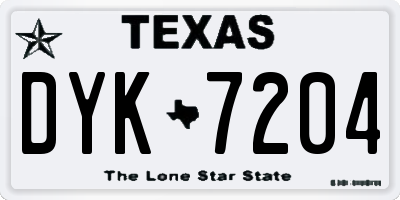 TX license plate DYK7204