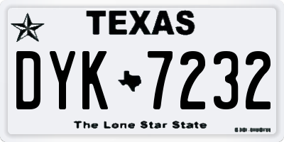 TX license plate DYK7232