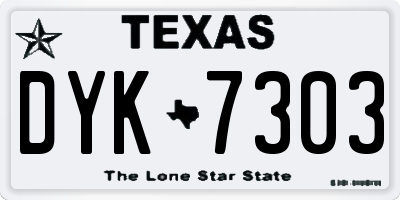 TX license plate DYK7303