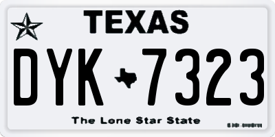 TX license plate DYK7323