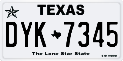 TX license plate DYK7345