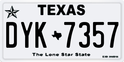 TX license plate DYK7357