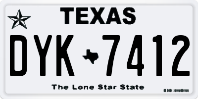 TX license plate DYK7412