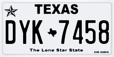 TX license plate DYK7458