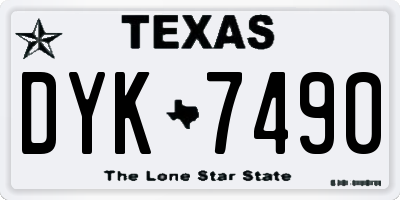 TX license plate DYK7490