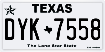 TX license plate DYK7558