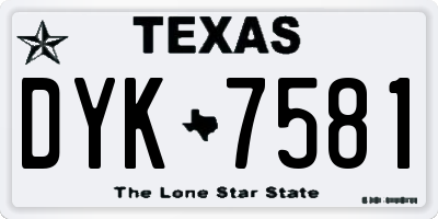 TX license plate DYK7581