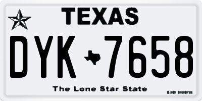 TX license plate DYK7658