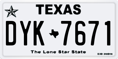 TX license plate DYK7671