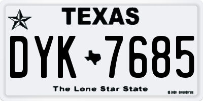 TX license plate DYK7685