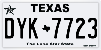 TX license plate DYK7723