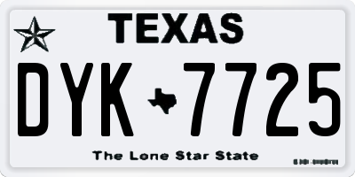 TX license plate DYK7725