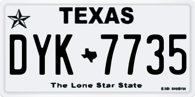 TX license plate DYK7735