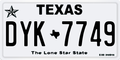 TX license plate DYK7749