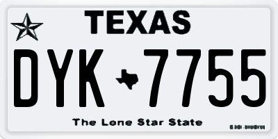 TX license plate DYK7755