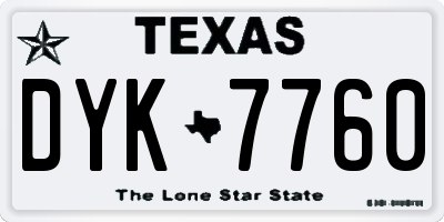 TX license plate DYK7760