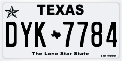 TX license plate DYK7784