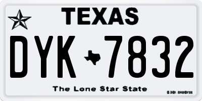 TX license plate DYK7832