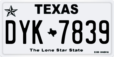 TX license plate DYK7839