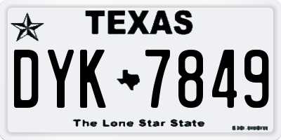 TX license plate DYK7849