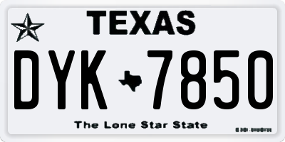 TX license plate DYK7850