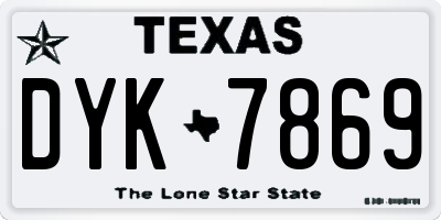 TX license plate DYK7869