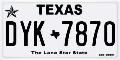 TX license plate DYK7870