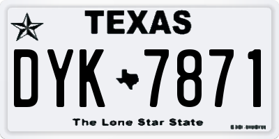 TX license plate DYK7871