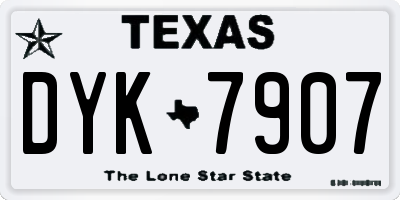 TX license plate DYK7907