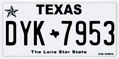 TX license plate DYK7953